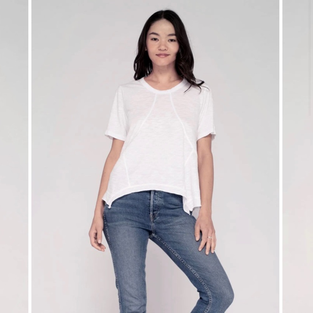 WILT Pastel Blue Elbow Sleeve Femme Seamed Tee